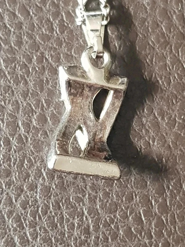 Colar e pingente prateado com pedra azul e strass novo – photo 6